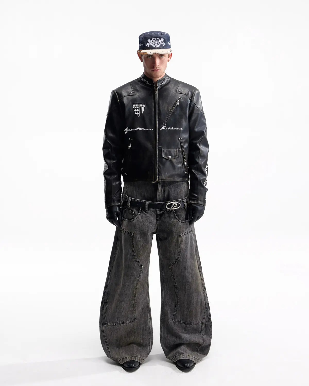 Peoplesense Vintage Rub-Off Racing Moto Jacket