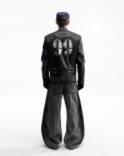 Peoplesense Vintage Rub-Off Racing Moto Jacket