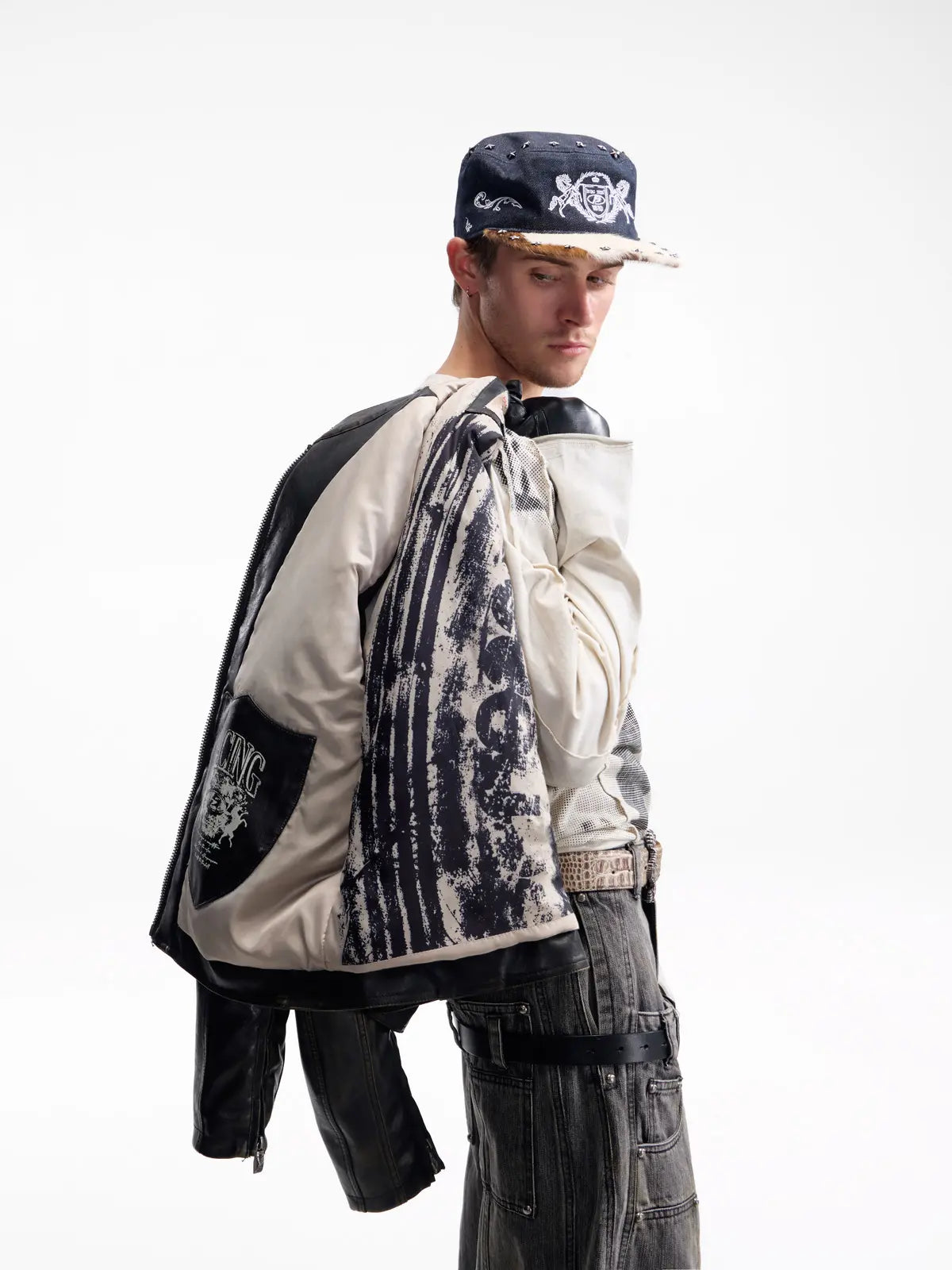 Peoplesense Vintage Rub-Off Racer Appliqué Jacket