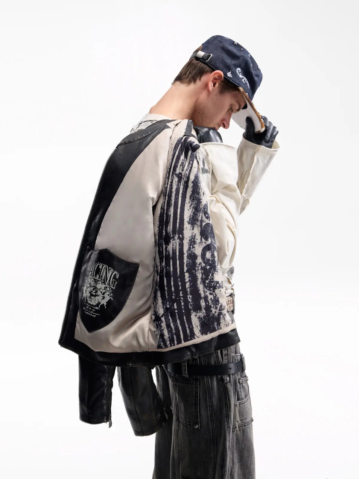 Peoplesense Vintage Rub-Off Racer Appliqué Jacket