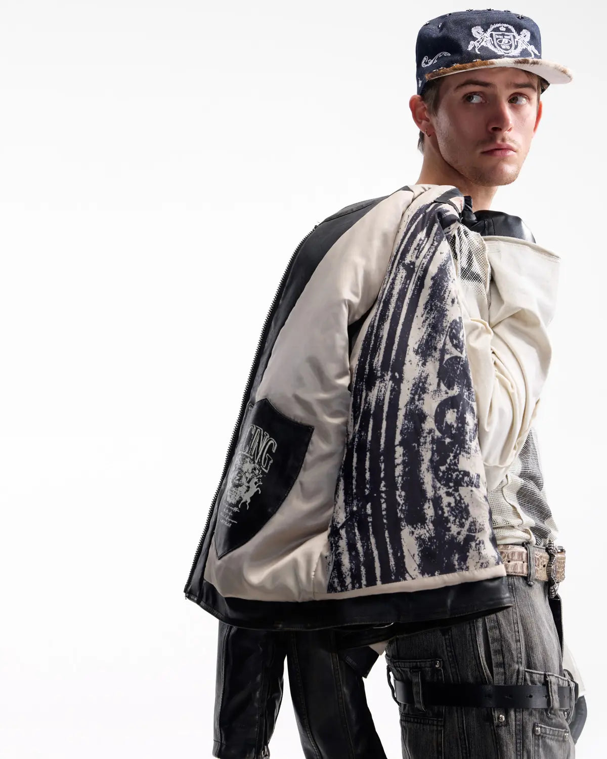 Peoplesense Vintage Rub-Off Racer Appliqué Jacket