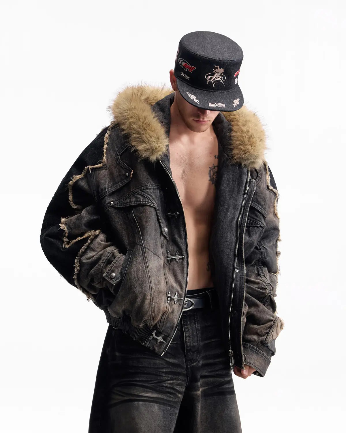 Peoplesense Vintage Raw Denim Flat-Top Cap