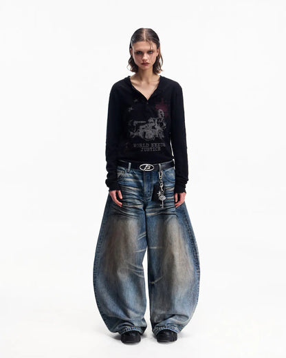 Peoplesense Embroidered Henley Sleeve T-Shirt