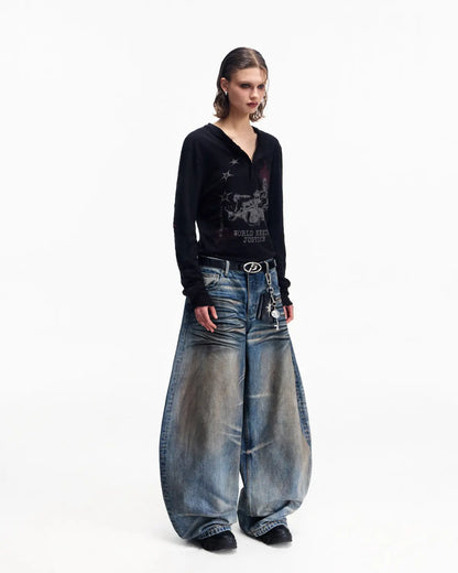 Peoplesense Embroidered Henley Sleeve T-Shirt