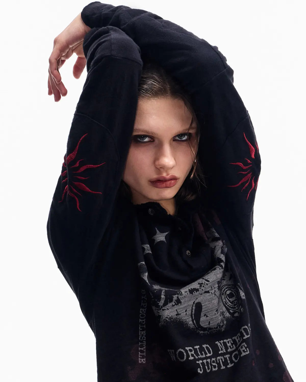 Peoplesense Embroidered Henley Sleeve T-Shirt