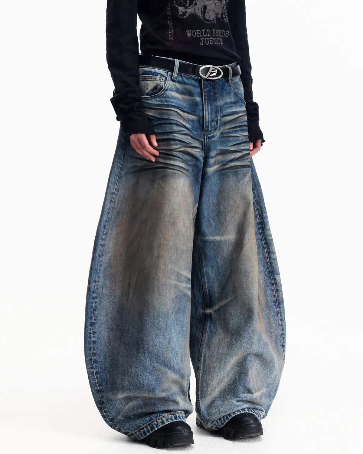peoplesense ピーポーセンス　ペイントデニム　 ワイドパンツ　Ｌサイズ PEOPLESENSE BOTTOMS – peoplesense