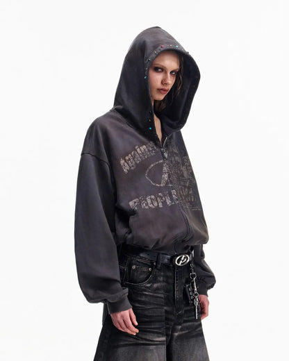 Peoplesense Asymmetric Graphic Racing Hoodie