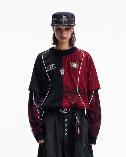 Peoplesense Two-in-One Striped Football Long Sleeve Tee