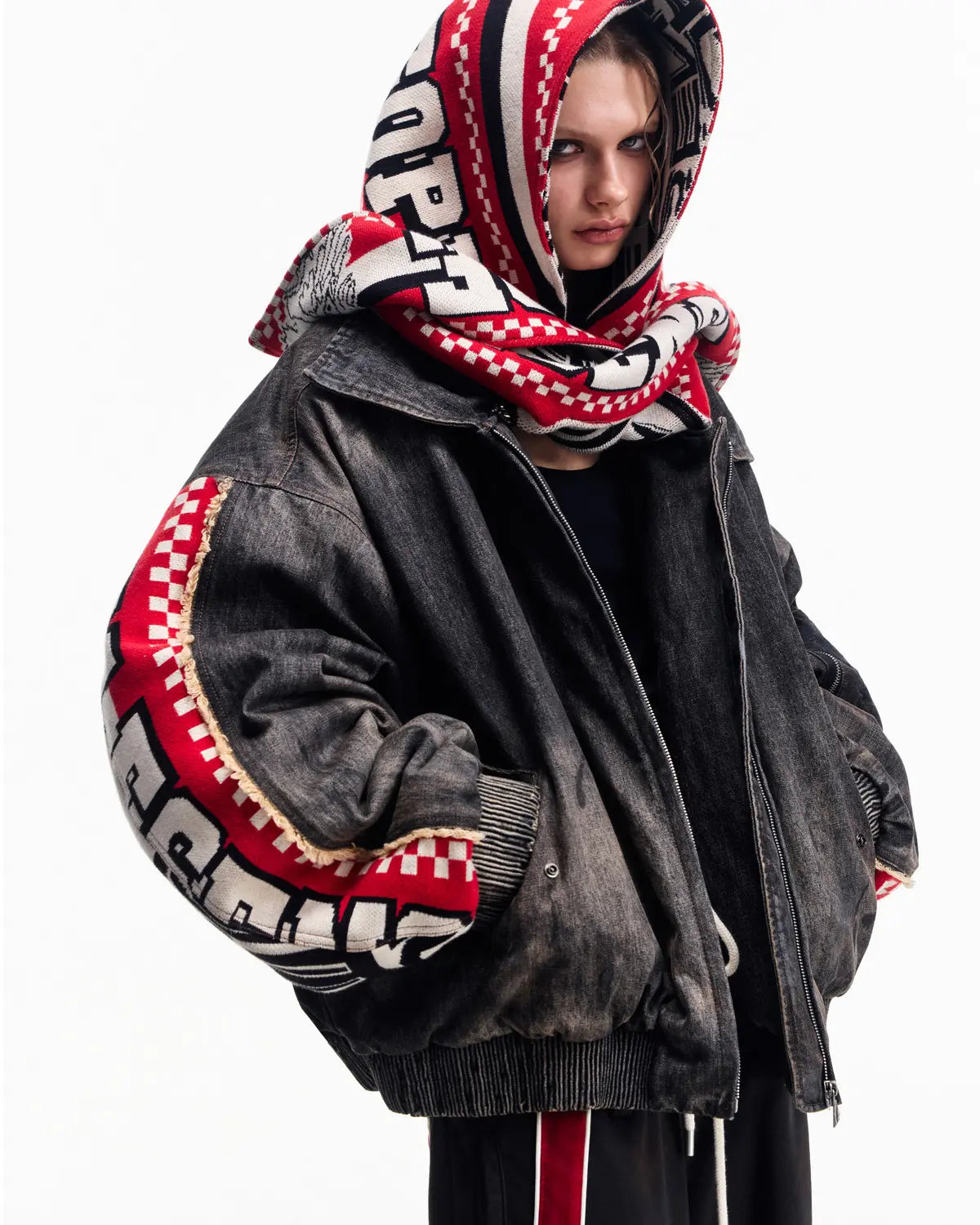 Peoplesense Racing Scarf Denim Jacket