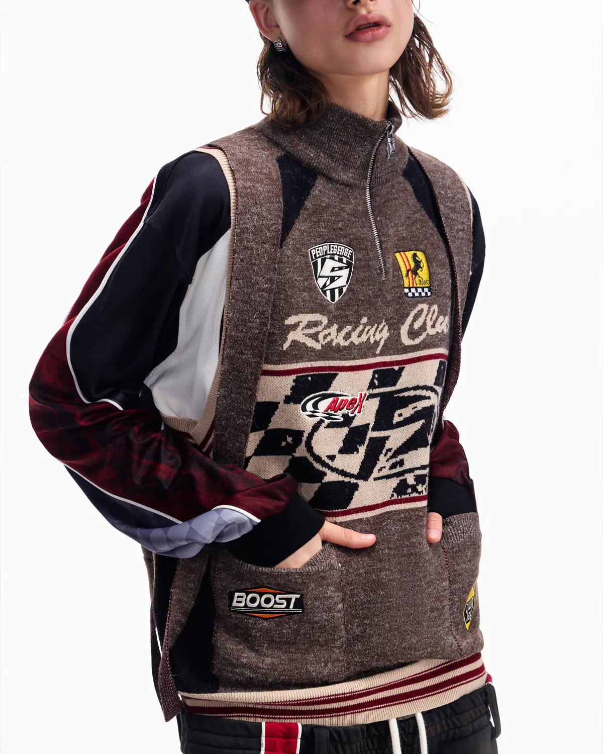 Peoplesense Multitone Melange Moto Knit Gilet