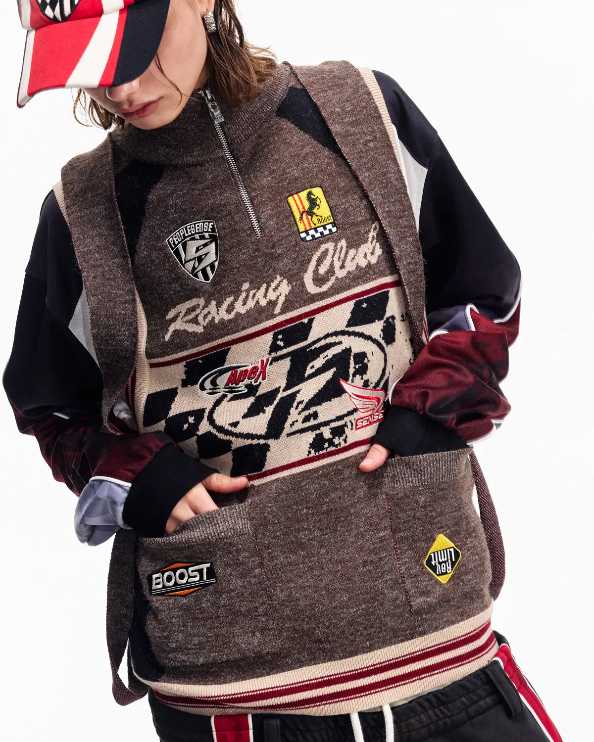 Peoplesense Multitone Melange Moto Knit Gilet