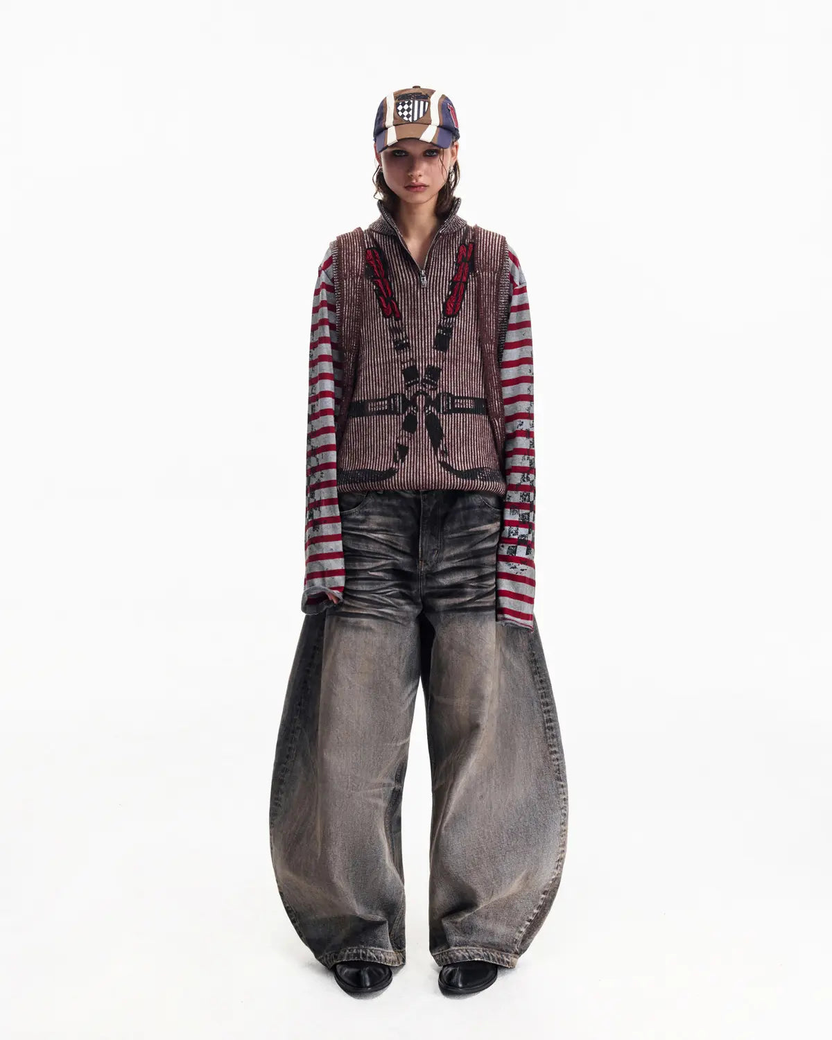 Peoplesense Vintage Washed Racing Knit Vest