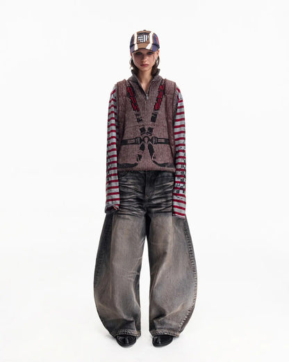 Peoplesense Vintage Washed Racing Knit Vest