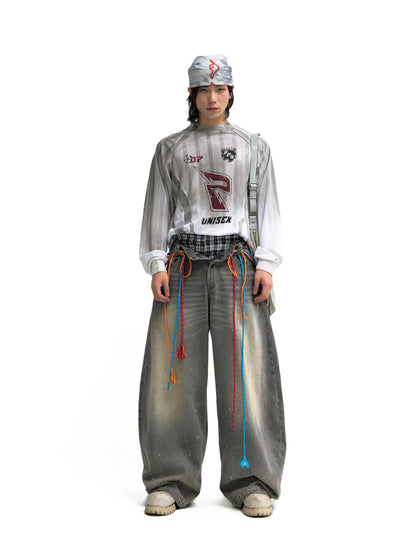 Peoplesense Tie-Dye Blokecore Style Racing Sweatshirt