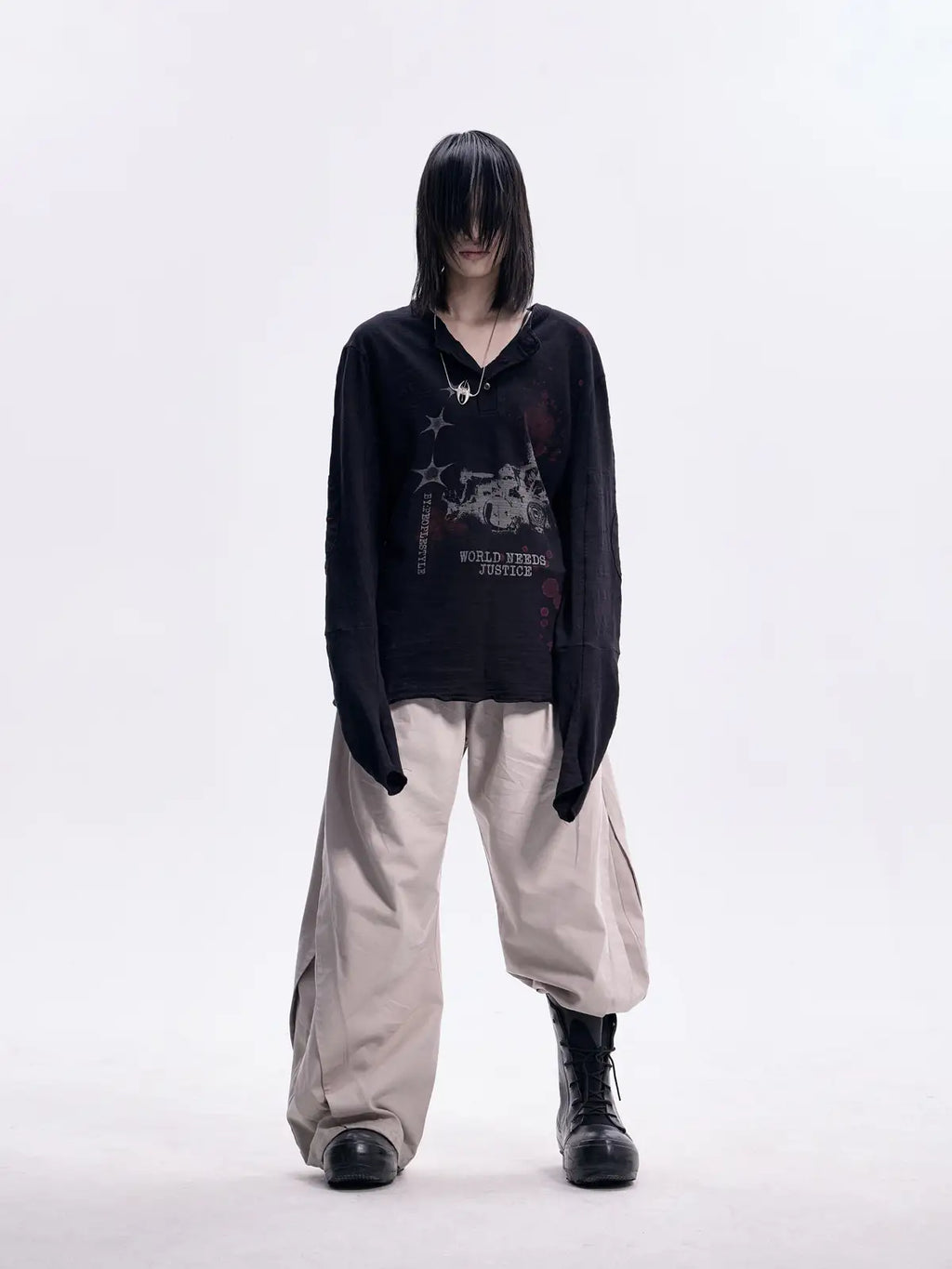 Peoplesense Embroidered Henley Sleeve T-Shirt