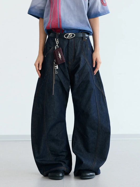 Peoplesense Raw Denim Deconstructed Curved Leg Jeans