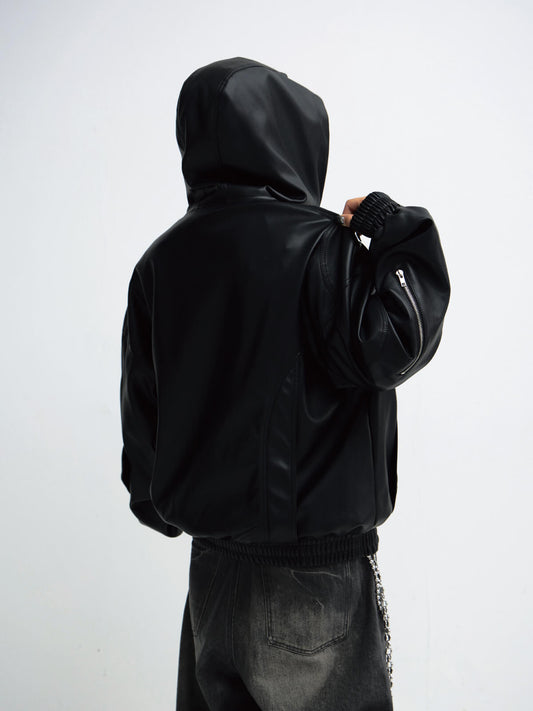 Peoplesense 3D Embossed Faux Leather Hoodie