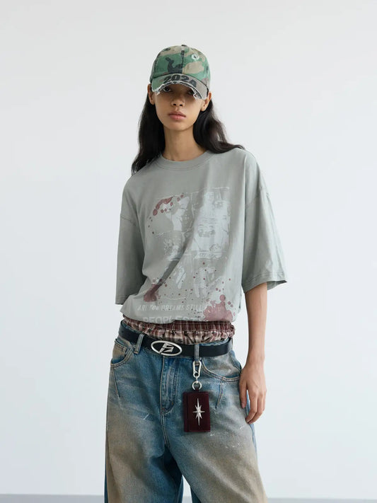 Peoplesense ‘Reality&Dream’ Vintage Green Oversized T-shirt