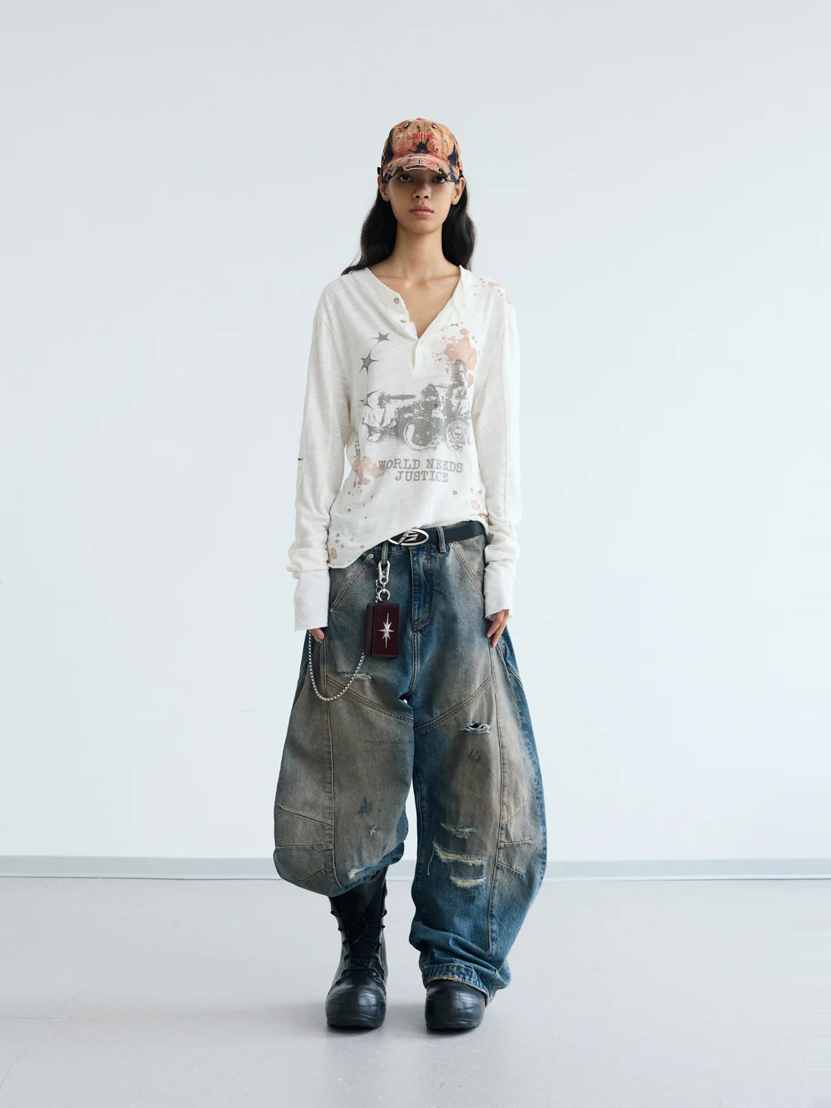 Peoplesense Embroidered Henley Sleeve T-Shirt