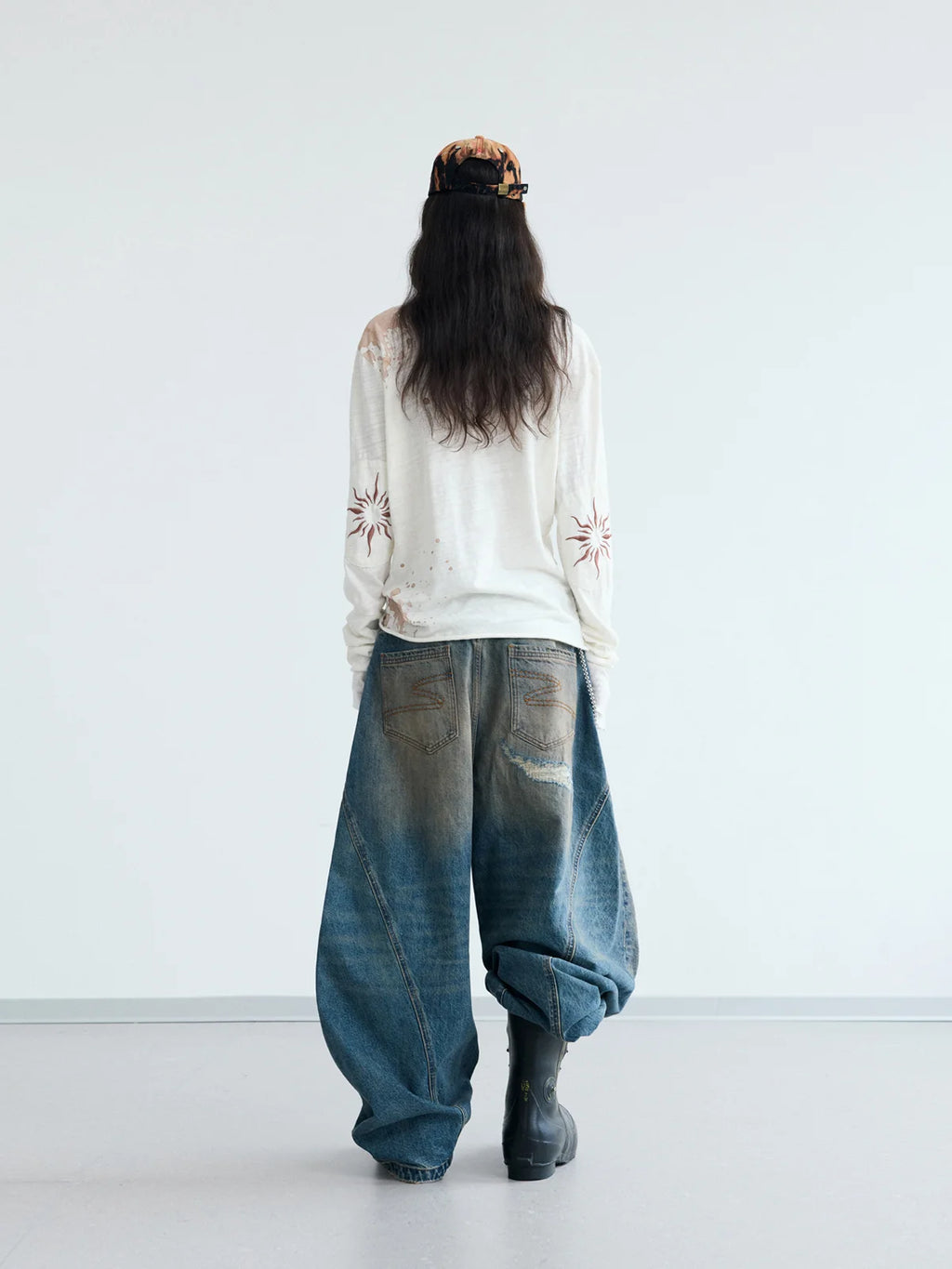 Peoplesense Ripped Mud Dyed Balloon Denim Jeans