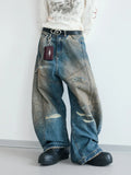 Peoplesense Ripped Mud Dyed Balloon Denim Jeans