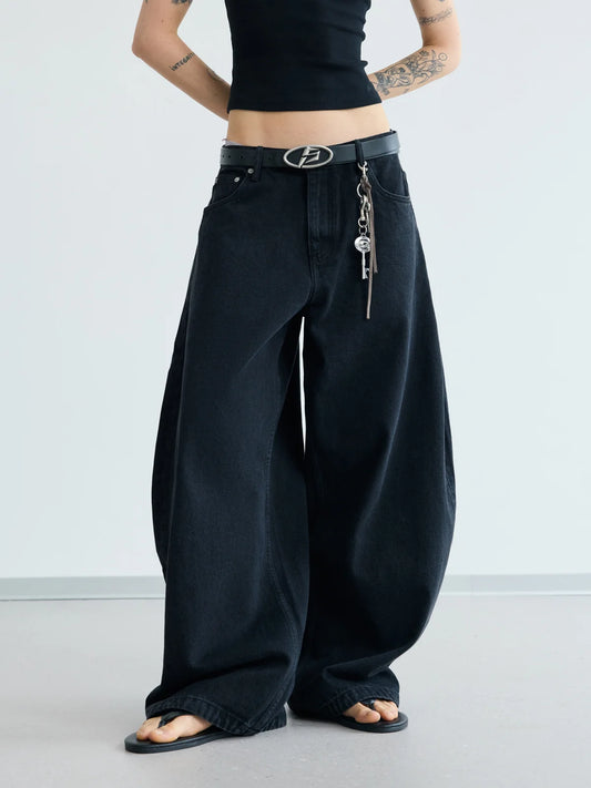 Peoplesense A-line Wide-leg Jeans  Black