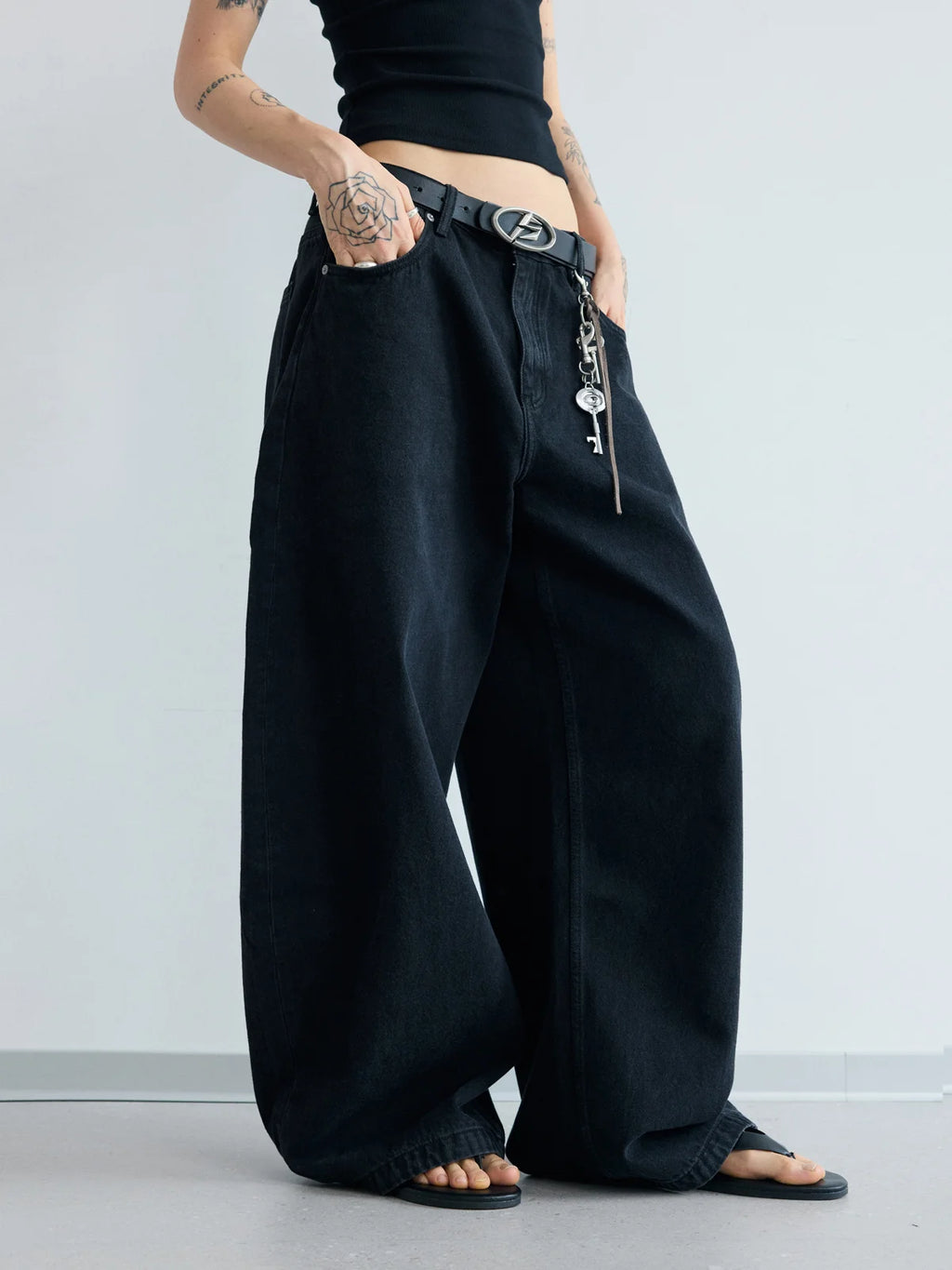 パンツ PEOPLESENSE A-line Wide-leg Jeans (XL) Peoplesense A-line Wide-leg Jeans Black – peoplesense