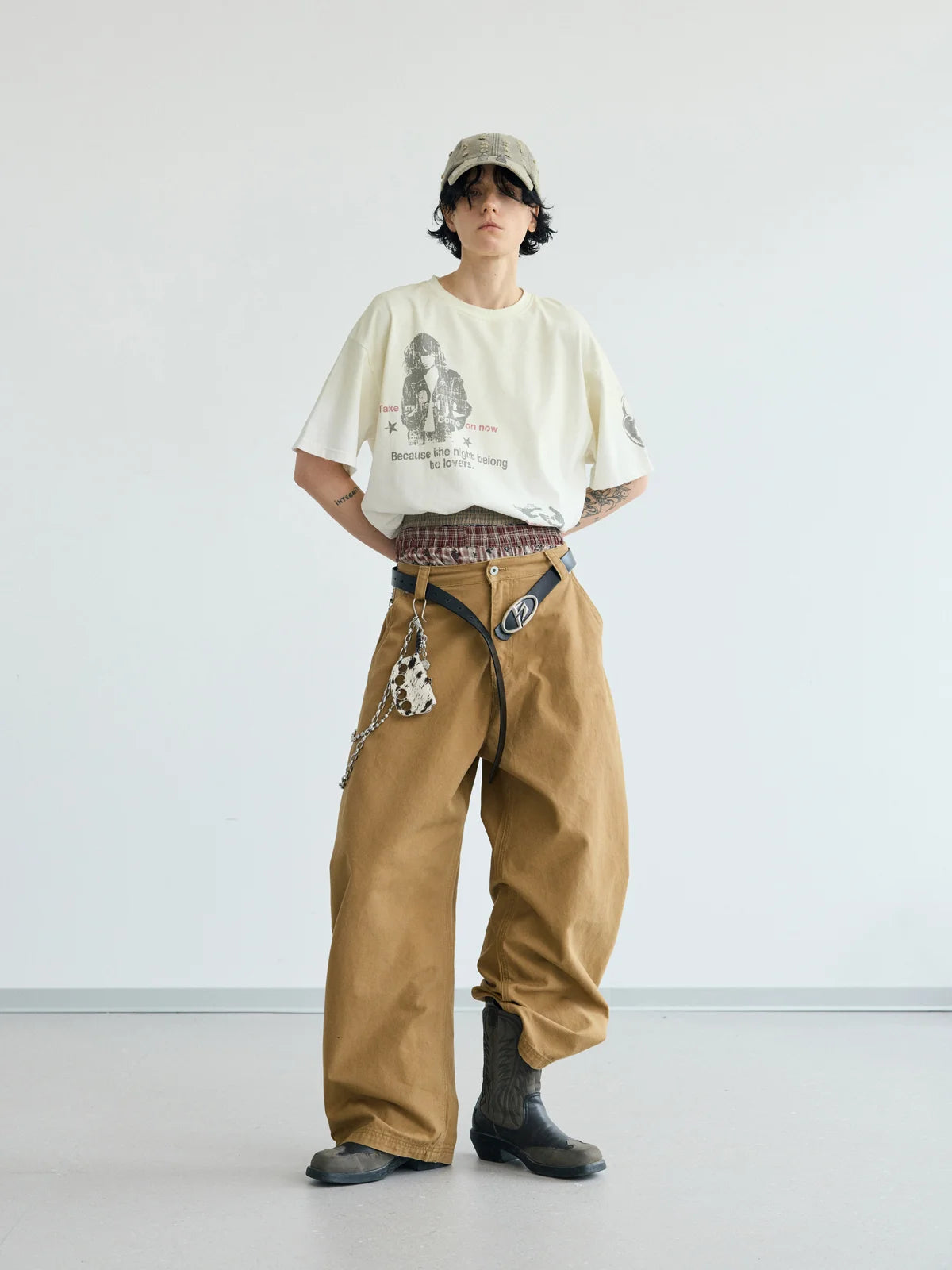 Peoplesense Retro Curved Leg Trousers Brown