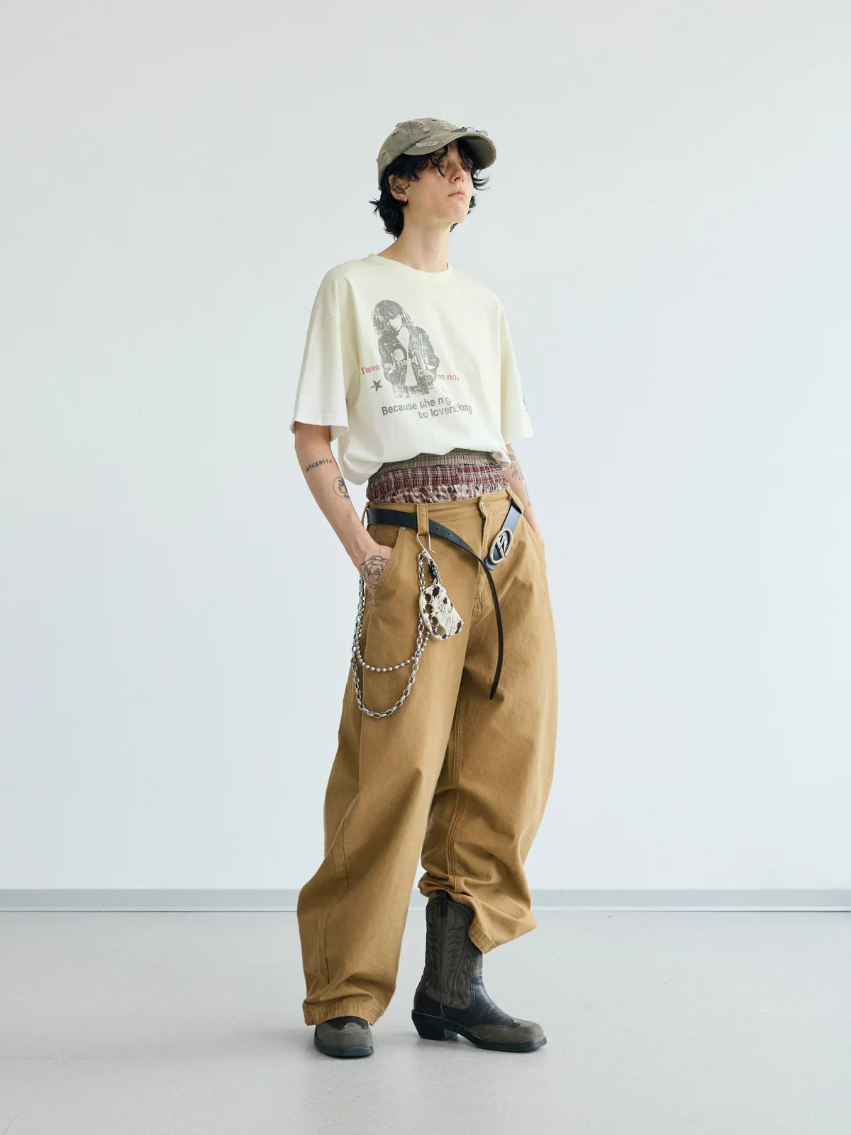 Peoplesense Retro Curved Leg Trousers Brown