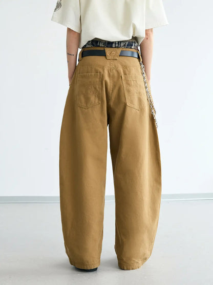 Peoplesense Retro Curved Leg Trousers Brown