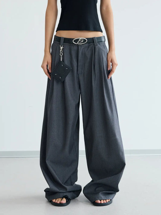 Peoplesense Pinstripe Pleated Trousers