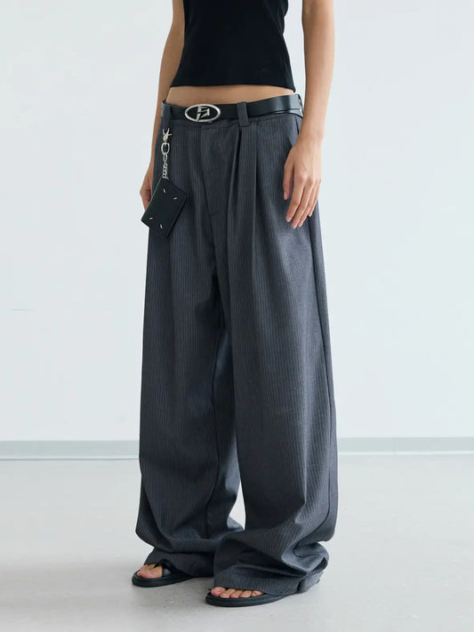 Peoplesense Pinstripe Pleated Trousers