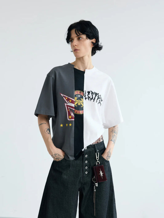 Peoplesense Asymmetrical Patchwork Logo Tee