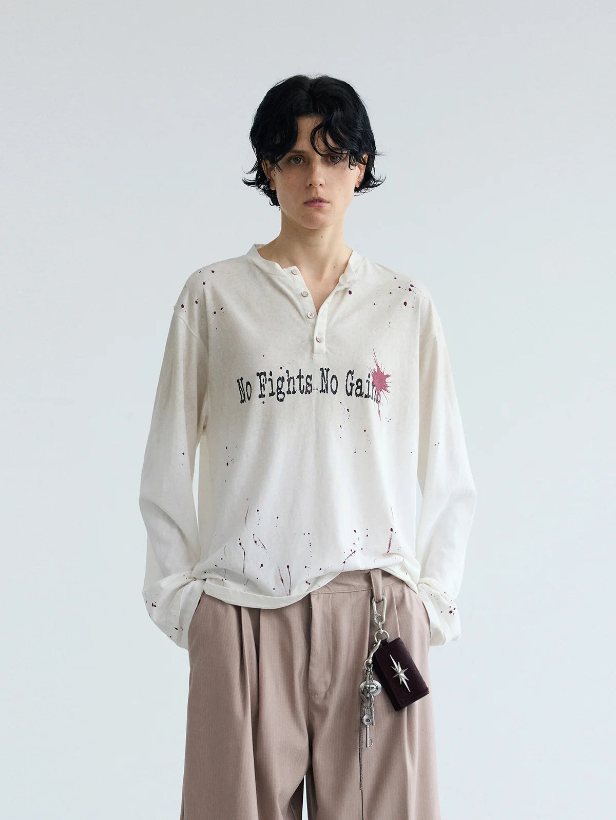 Peoplesense Dirty Wash Henley Slogan Tee