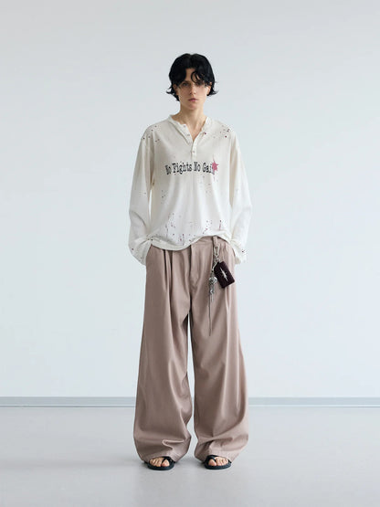 Peoplesense Pinstripe Pleated Trousers Pink