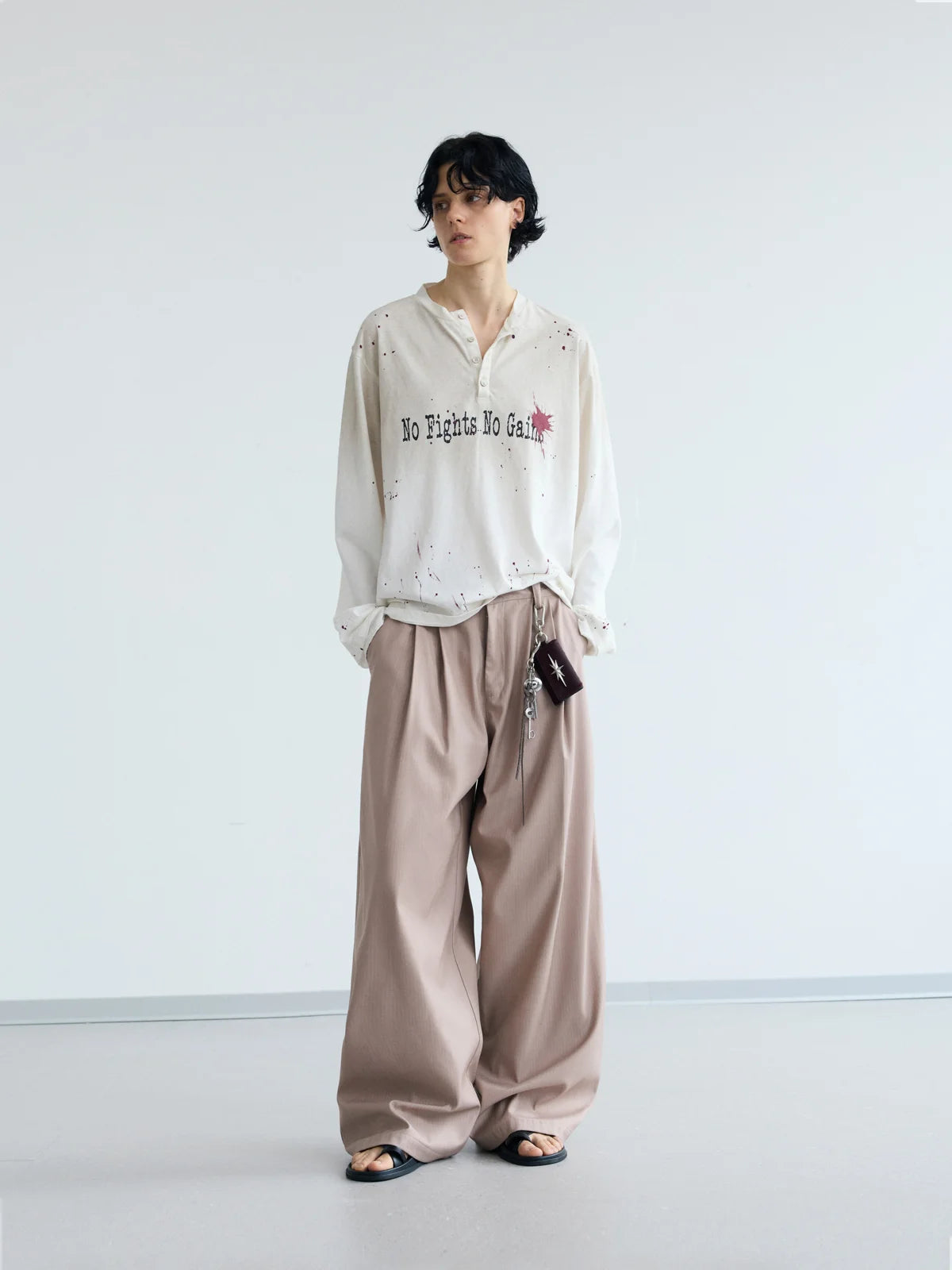 Peoplesense Pinstripe Pleated Trousers Pink