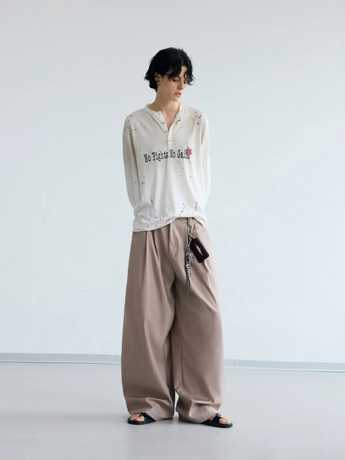 Peoplesense Pinstripe Pleated Trousers Pink