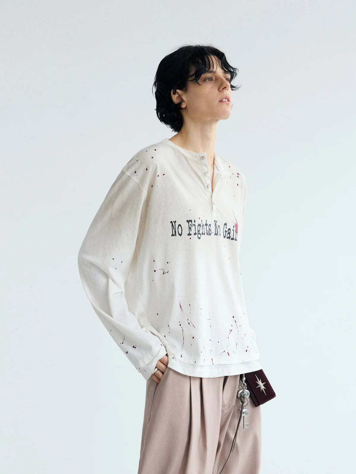 Peoplesense Dirty Wash Henley Slogan Tee