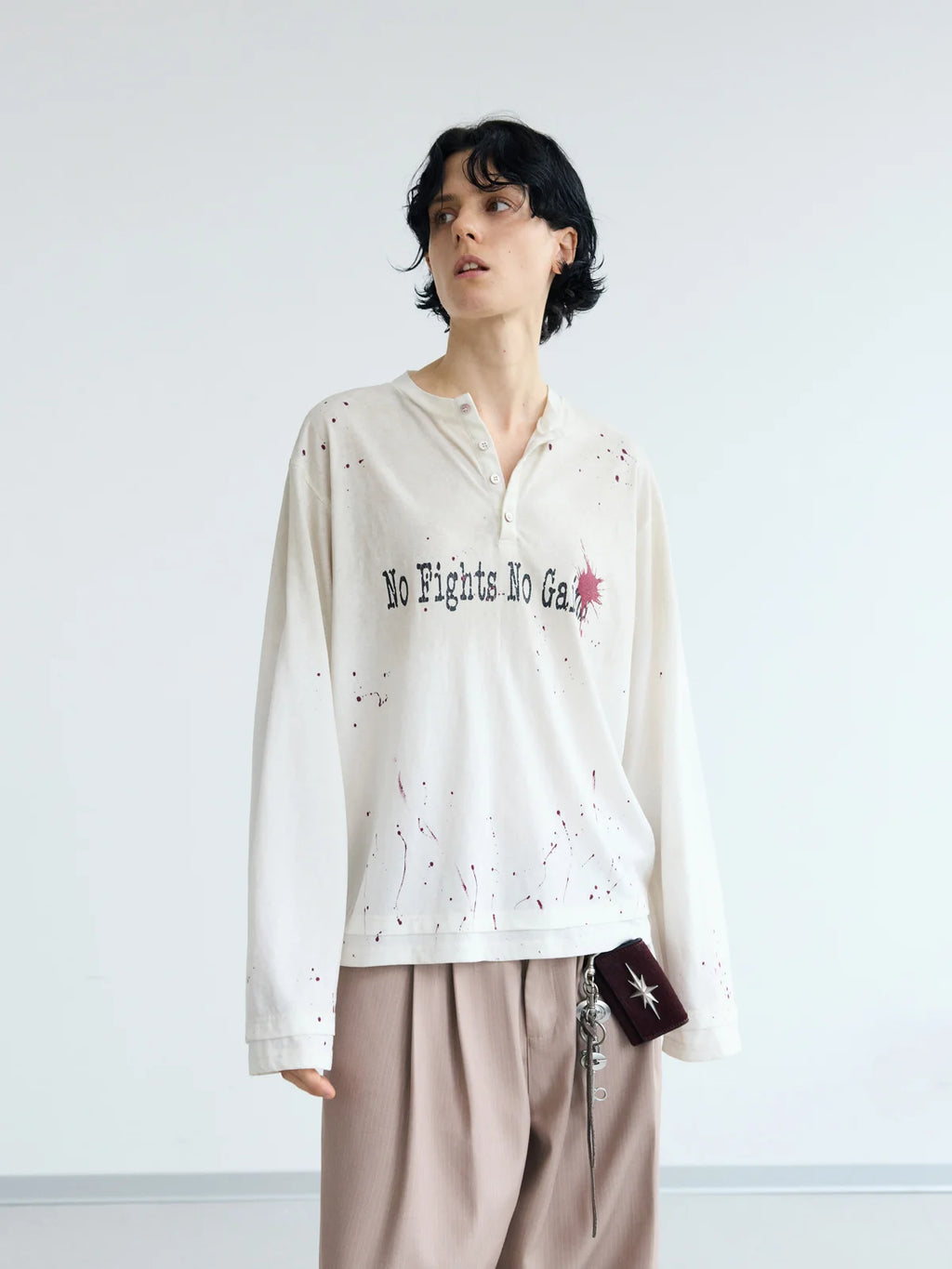 Peoplesense Dirty Wash Henley Slogan Tee