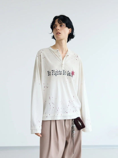 Peoplesense Dirty Wash Henley Slogan Tee