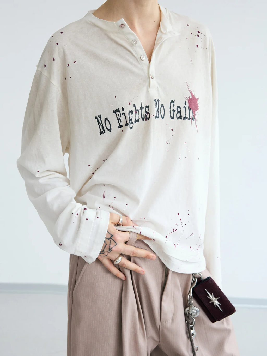 Peoplesense Dirty Wash Henley Slogan Tee