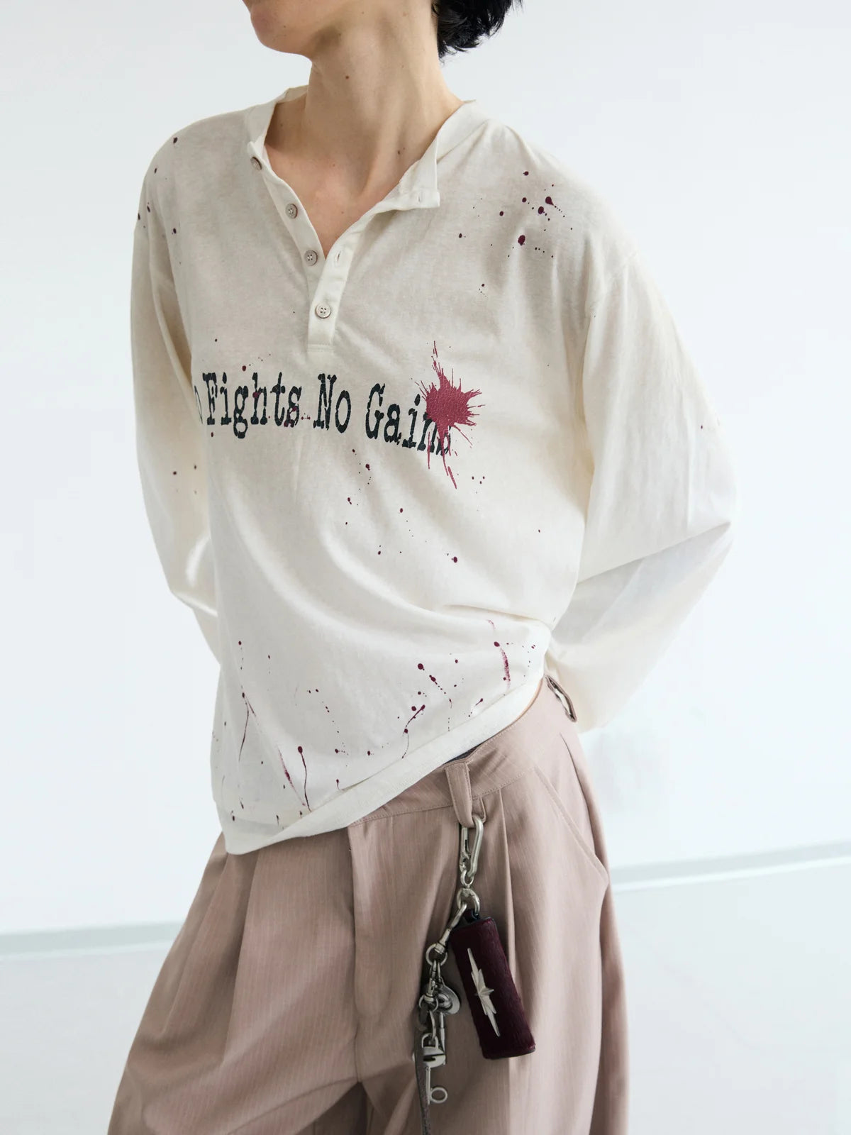 Peoplesense Dirty Wash Henley Slogan Tee