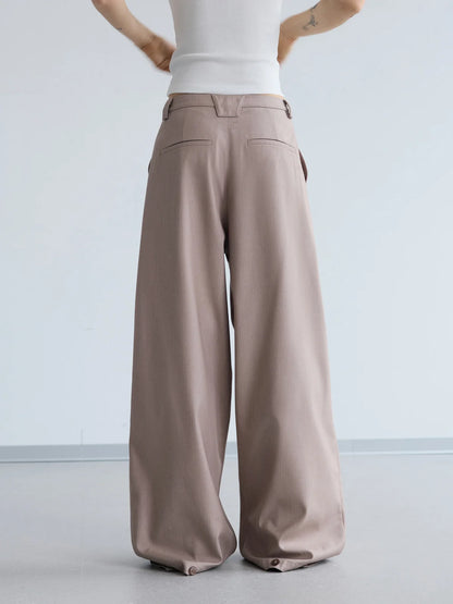 Peoplesense Pinstripe Pleated Trousers Pink