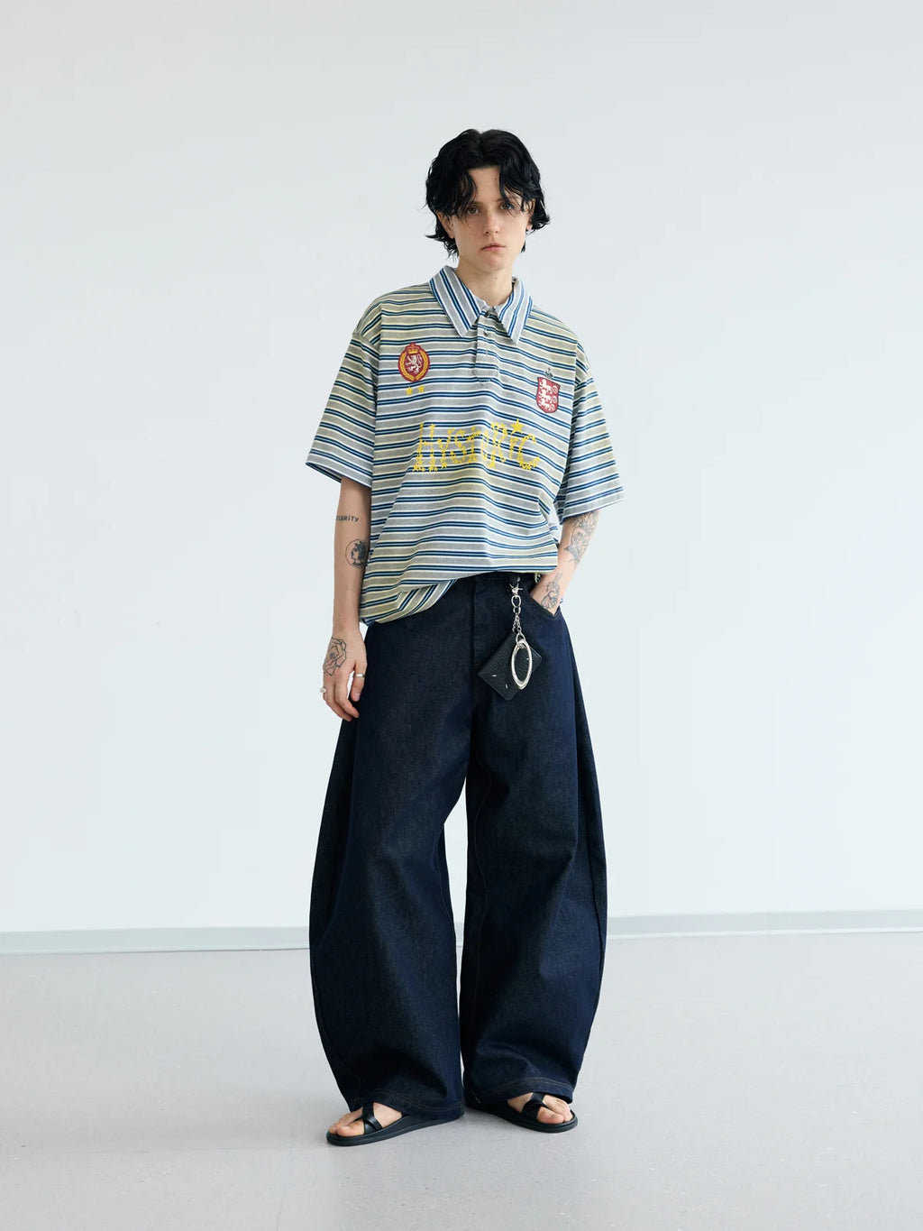 Peoplesense Dark Blue Raw Denim Jeans with Wide-leg – peoplesense Peoplesense Dark Blue Raw Denim Jeans with Wide-leg – peoplesense