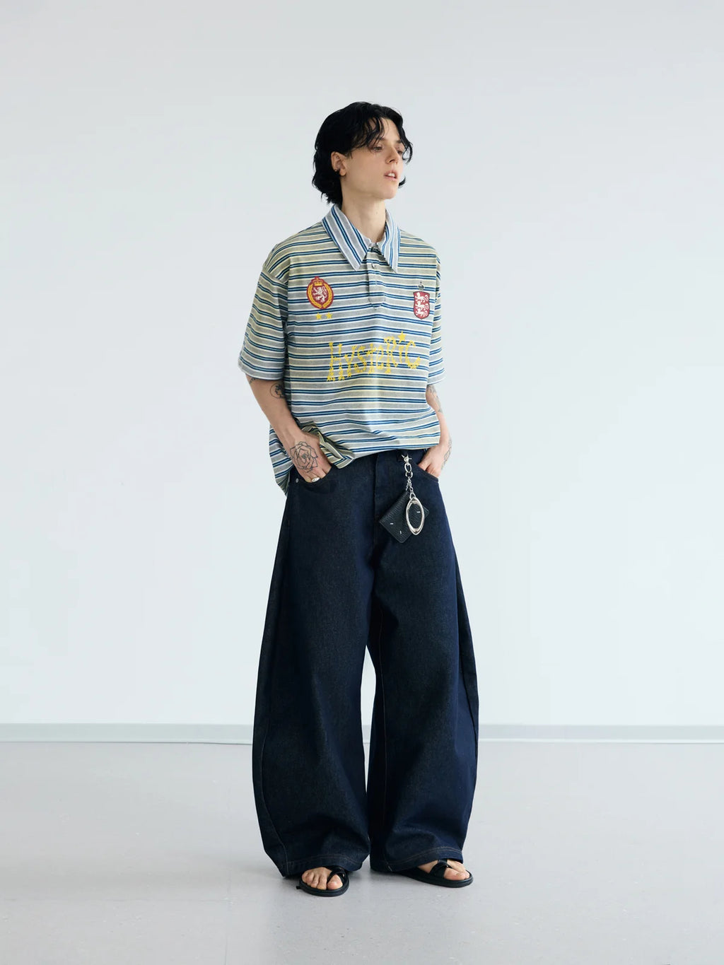 Peoplesense Dark Blue Raw Denim Jeans with Wide-leg – peoplesense
