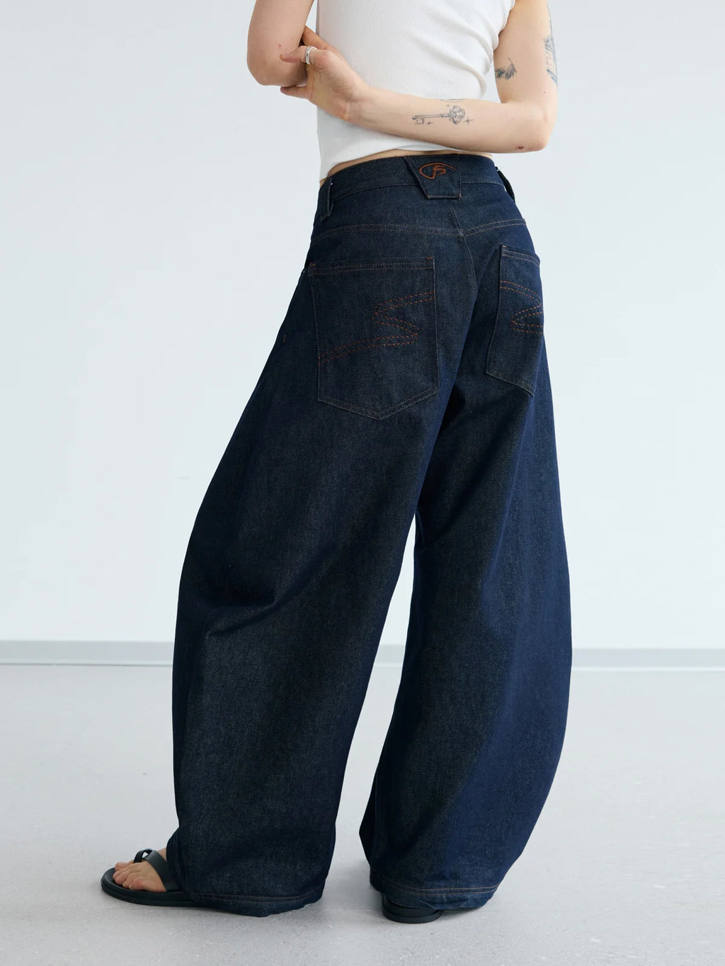 Peoplesense Dark Blue Raw Denim Jeans with Wide-leg – peoplesense