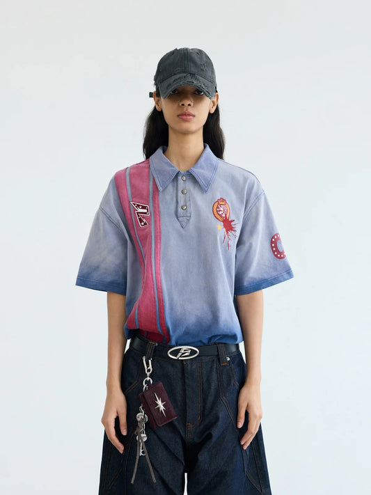 Peoplesense Deconstructed Stripe Vintage Wash Polo