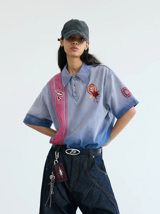 Peoplesense Deconstructed Stripe Vintage Wash Polo