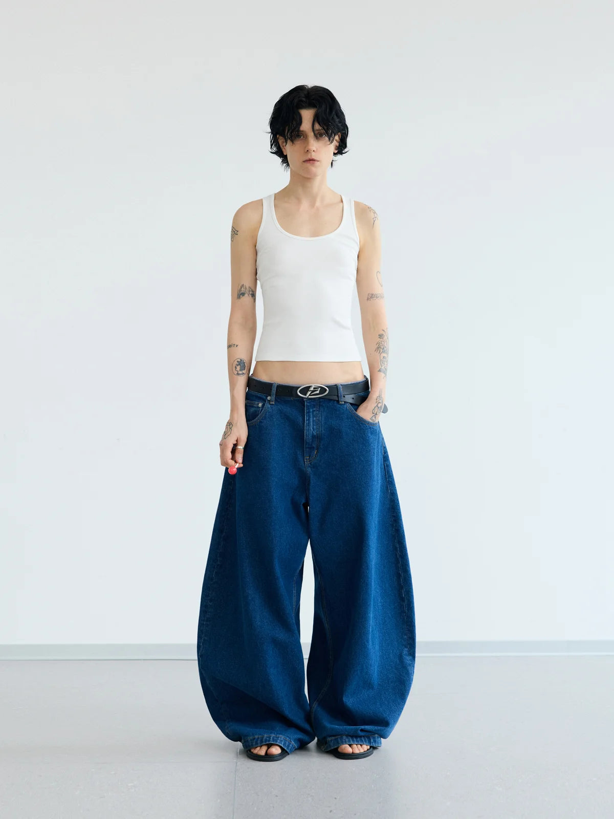Peoplesense Blue Raw Denim Jeans with Wide-leg(Limited Peoplesense Blue Raw Denim Jeans with Wide-leg(Limited