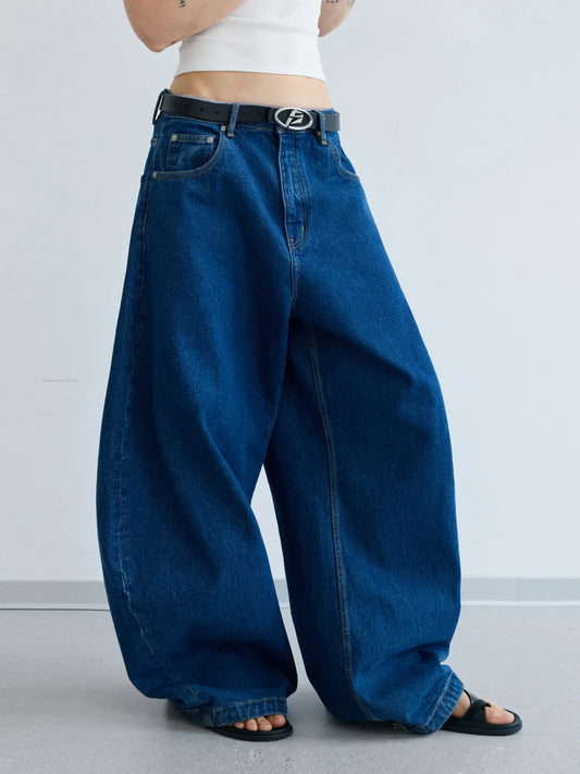 Peoplesense Blue Raw Denim Jeans with Wide-leg